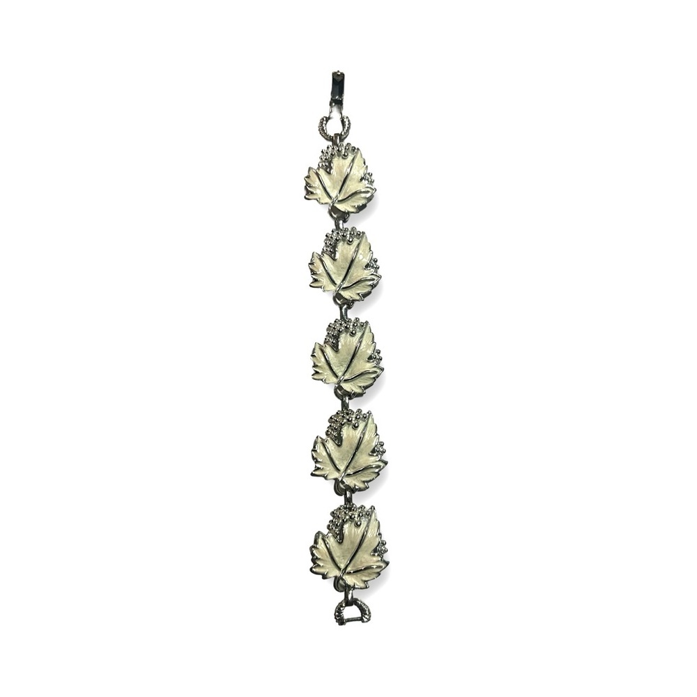Vintage Sarah Coventry Whispering White Leaves Bracelet